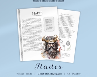Hades God, Hades book of shadows printable, Book of Shadows, Greek God pages, Hades Grimoire Pages, Grimoire Pages, Printable Grimoire