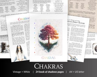 Chakra Magic Grimoire Pages PDF – Chakra Meanings, Energy Flow, Color Symbols, Printable Spiritual Guide for Book of Shadows