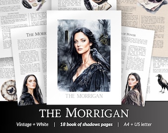 The Morrigan Printable Grimoire – Celtic Goddess of War, Magic & Prophecy, Book of Shadows BOS Pages, Deity Work Pages, Dark Goddess