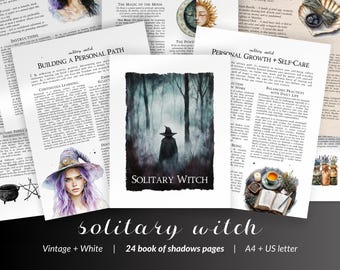 Solitary Witch Grimoire Pages, Printable Book of Shadows for Independent Practice, Witchcraft BOS PDF, Spiritual Tools, Digital Download