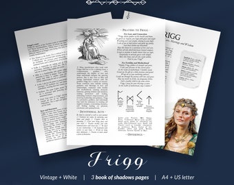 Frigg Goddess, Frigg book of shadows printable, Book of Shadows, Norse Goddess pages, Frigg Grimoire Pages, Printable BOS, Grimoire Pages