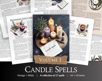 Páginas del Grimorio de Magia con Velas: Usos rituales de las velas, significado de los colores, lectura de la llama, creación de hechizos y práctica mágica para el Libro de las Sombras