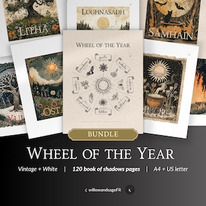 Sabbats Printable Bundle – Grimoire Pages for All 8 Pagan Sabbats, Seasonal Witchcraft Celebrations, Book of Shadows, Wheel of the Year