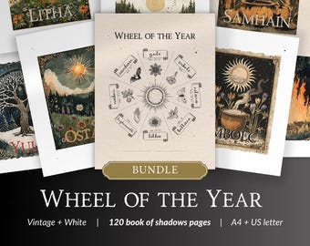 Paquete imprimible de Sabbats: páginas de grimorio para los 8 Sabbats paganos, celebraciones de brujería estacionales, Libro de las Sombras, Rueda del Año