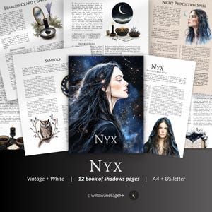 Nyx Goddess Grimoire Pages, Dark Goddess Witchcraft Printable, Shadow Work Guide, Book of Shadows for Night Magic and Divine Feminine Power