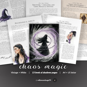 Páginas del Grimorio de Magia del Caos: Libro de las Sombras imprimible para sigilos, trabajo energético y rituales de poder personal, brujería del caos.