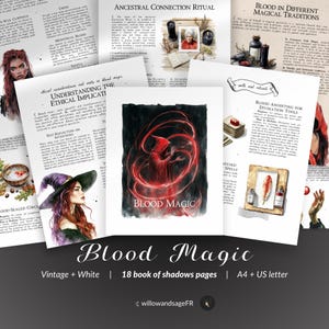 Strony z Księgi Cieni do Grymuaru Magii Krwi – Symbolika, Praktyka Etyczna, Wykorzystanie Żywiołów, Ofiary i Praca z Energią Osobistą do Wydruku
