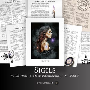 Sigils Book of Shadows Pages – 14 Page Sigil Magic Guide, Planetary Squares, Beginner Witch Grimoire, Symbol Creation, Ritual Printable PDF
