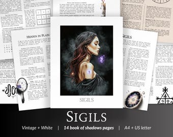 Sigils Book of Shadows Pages – 14 Page Sigil Magic Guide, Planetary Squares, Beginner Witch Grimoire, Symbol Creation, Ritual Printable PDF