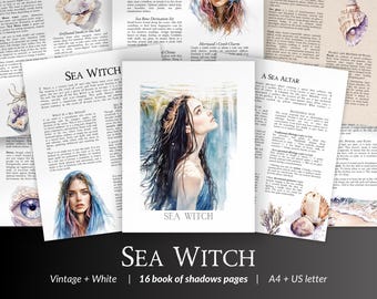 Sea Witchcraft Grimoire Pages PDF – Ocean Magic, Tides, Mermaid Work, Saltwater Energy, Printable Witch Pages for Book of Shadows