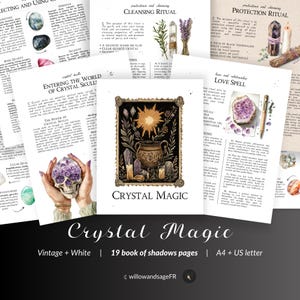 Crystal Magic Grimoire Pages, Book of Shadows Printable for Crystal Uses, Meanings, and Witchcraft Reference, Digital BOS Pages Download