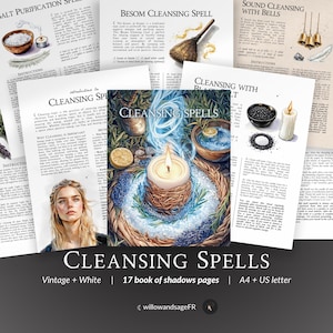 15 reningsritualer Grimoire PDF – Rök, salt, ljud och månmetoder, energirensningsövningar för Book of Shadows utskrivbar
