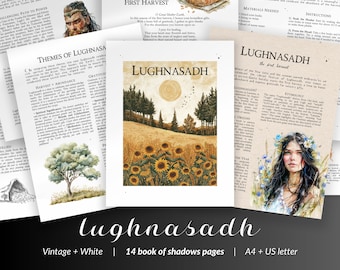 Lughnasadh Grimoire Pages for the Wheel of the Year, Lammas Witchcraft Printable, Sabbat Rituals, Book of Shadows, Pagan PDF Download