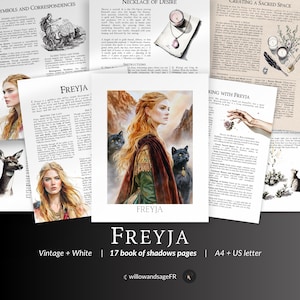 Freyja Grimoire Pages PDF – Norse Goddess of Passion and Power, Witchcraft Symbolism, Seidr Practice, Printable Book of Shadows Pages