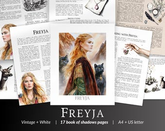Freyja Grimoire Pages PDF – Norse Goddess of Passion and Power, Witchcraft Symbolism, Seidr Practice, Printable Book of Shadows Pages