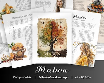 Mabon Grimoire Printable – Book of Shadows Pages for Autumn Equinox, Fall Witchcraft Rituals, Seasonal Reflections & Sabbat Magic
