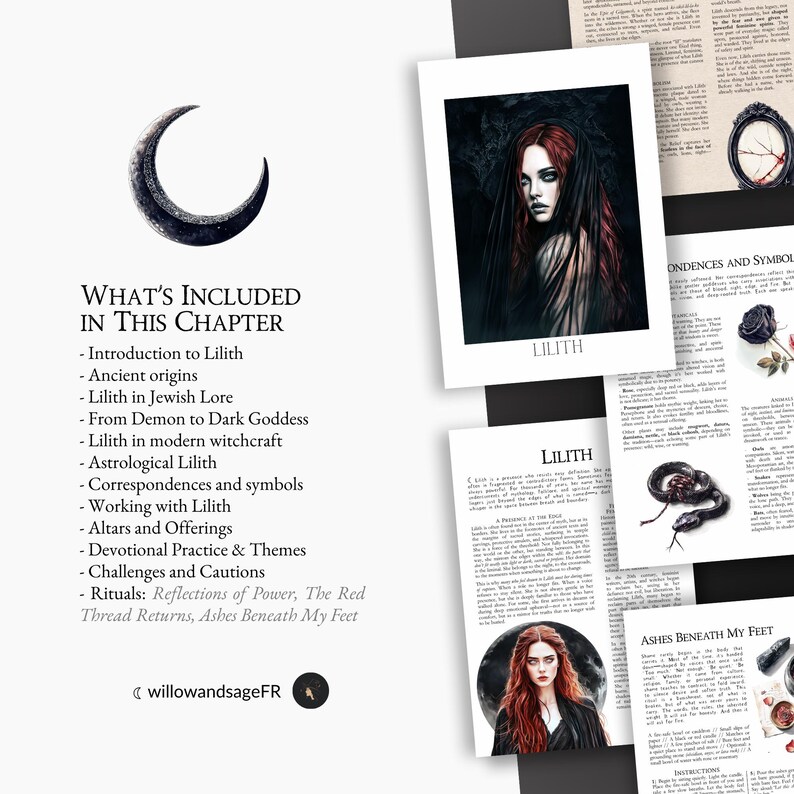 Lilith Dark Goddess Grimoire Chapter PDF – Divine Feminine, Shadow Work, Rituals, Witchcraft Book of Shadows Pages image 4