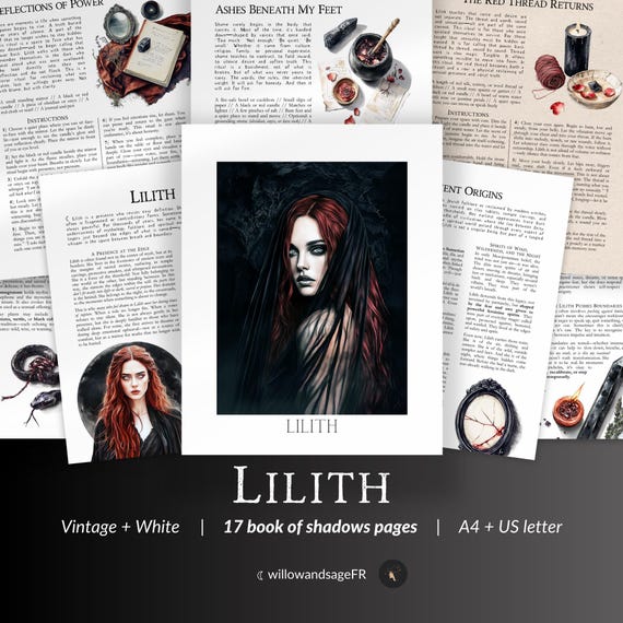 Lilith Dark Goddess Grimoire Chapter PDF – Divine Feminine, Shadow Work, Rituals, Witchcraft Book of Shadows Pages