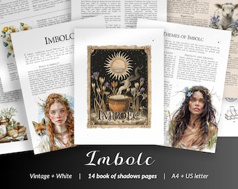 Páginas del Grimorio de Imbolc: Diosa Brígida, Rituales con Velas, Energía Estacional, Páginas del Sabbat, Libro de las Sombras Imprimible, Magia para la Primavera