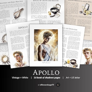 Apollo Grimoire Page – Greek Sun God Myth, Solar Magic, and Divine Masculine Energy Work, Mythology Study, or Book of Shadows