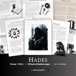 Greek God Hades Book of Shadows – Underworld Themes, Personal Power, Myth and Shadow Work Pages for Grimoire or Journal Use