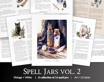 Spell Jar Recipes – Grimoire Pages with 16 Jar Spells, Magical Ingredients, Ritual Uses & Step-by-Step Layering Guide for Book of Shadows