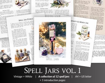Spell Jar Recipes – Grimoire Pages with 12 Jar Spells, Magical Ingredients, Ritual Uses & Step-by-Step Layering Guide for Book of Shadows
