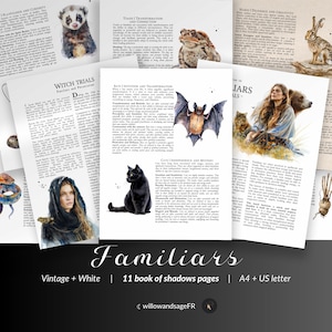 Familiar Magic Grimoire Pages PDF – Witch’s Familiars, Magical Companions, Energetic Bonds, Witchcraft Book of Shadows Printable