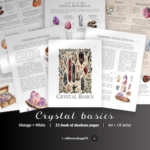 Crystal Grimoire Basics – Crystal Meanings, Uses, Properties, Printable Witchcraft Reference Pages for Book of Shadows, Crystal Guide PDF