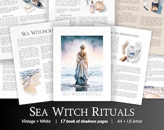 Sea Witchcraft Grimoire Pages PDF – Ocean Magic, Tides, Mermaid Work, Saltwater Energy, Printable Witch Pages for Book of Shadows