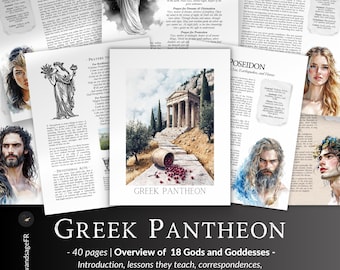 Greek Pantheon Book of Shadows – Gods and Goddesses Reference, Mythology Cheat Sheets, Printable Grimoire Pages