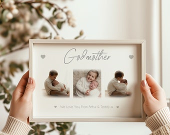 Personalised Godmother Photo Frame, White Wooden, Godmother Gift, Godmother Proposal