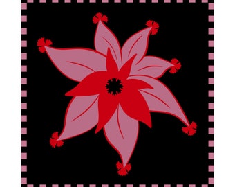 Power Fleur #1 - Art Print, Contemporary Art, Red & Lavender, Eclectic Home Decorating, Gallery Wall Decoration