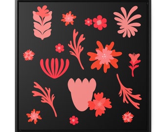 Midnight Garden II Framed Canvas Wall Art | Botanical Print | Dopamine Decor | Gallery Wall Decoration | Maximalist Home Decor