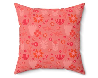 Sunset Garden Double-Sided Square Pillow | Tropical Modernism | Colorful Decorating | Dopamine Decoration | Eclectic Home Decorating