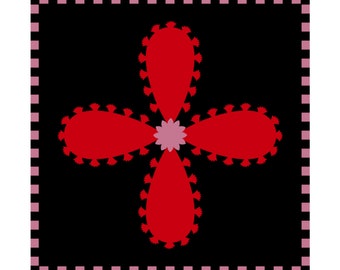 Power Fleur #2 - Art Print, Contemporary Art, Red & Lavender, Eclectic Home Decorating, Gallery Wall Decoration