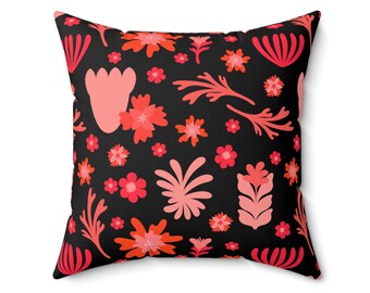 Midnight Garden Double-Sided Square Throw Pillow | Tropical Modernism | Colorful Decorating | Dopamine Decoration | Eclectic Home Decorating