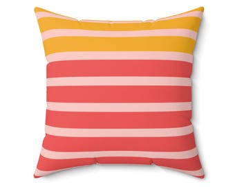 Just Peachy Striped Throw Pillow | Colorful Decorating | Dopamine Decoration | Eclectic Home Decorating | Decorative Throw Pillow