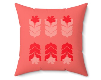 Sunset Garden Mirrored Floral Throw Pillow | Tropical Modernism | Colorful Decorating | Dopamine Decoration | Eclectic Home Decorating