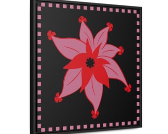 Power Fleur #1 - Framed Canvas Wall Art, Contemporary Art, Red & Lavender, Eclectic Home Decorating, Gallery Wall Decoration