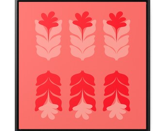 Sunset Garden Mirrored Floral Framed Canvas Wall Art | Contemporary Decor | Eclectic Gallery Wall Decoration | Tropical Modernism