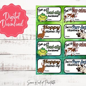 Valentine Cards | Animals | Classroom | Instant Download