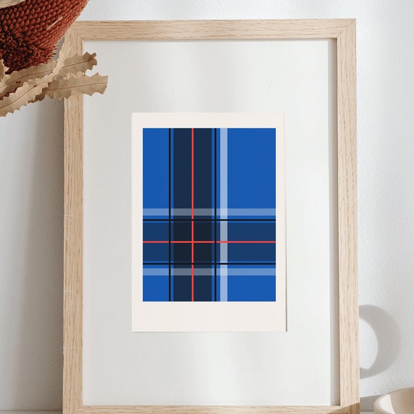 Blue and red plaid/tartan print by Kim Arrowsmith - wall art - hygge