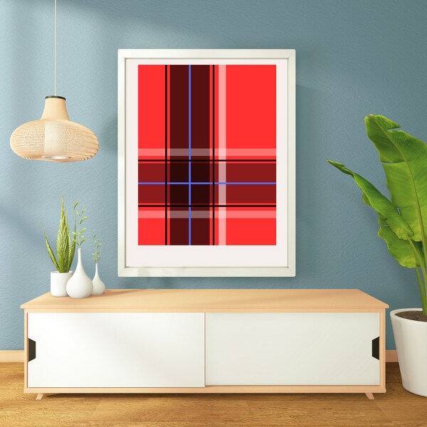 Small red plaid/tartan print A5 by Kim Arrowsmith