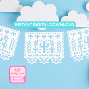 Cielito Lindo Cactus Baby Shower Banner Editable SVG  | Cielito Lindo Papel Picado Decoration | Customize in Cricut Silhouette Cameo Brother