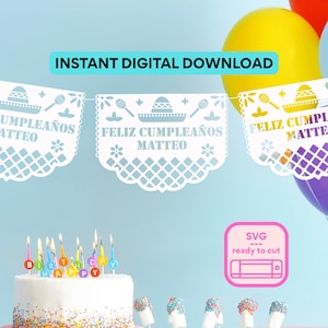 Editable Fiesta Papel Picado Banner SVG: DIY Party Decoration (Digital Download)