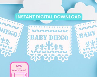 Cielito Lindo Baby Shower Papel Picado Banner: Editable SVG (Digital Download)