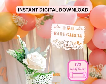 Cielito Lindo Papel Picado SVG: メキシコのベビー シャワー バナー (デジタル ダウンロード)