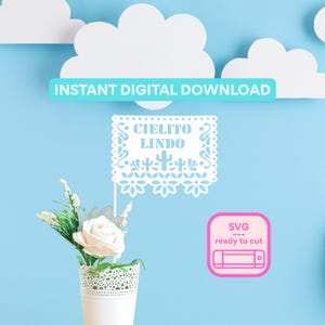 Cielito Lindo Cactus Baby Shower SVG, Customizable Papel Picado for Mexican Baby Shower and Baptisms- Cricut Silhouette Cameo Brother