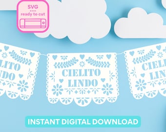 Cielito Lindo Baby Shower Papel Picado Banner: Editable SVG (Digital Download